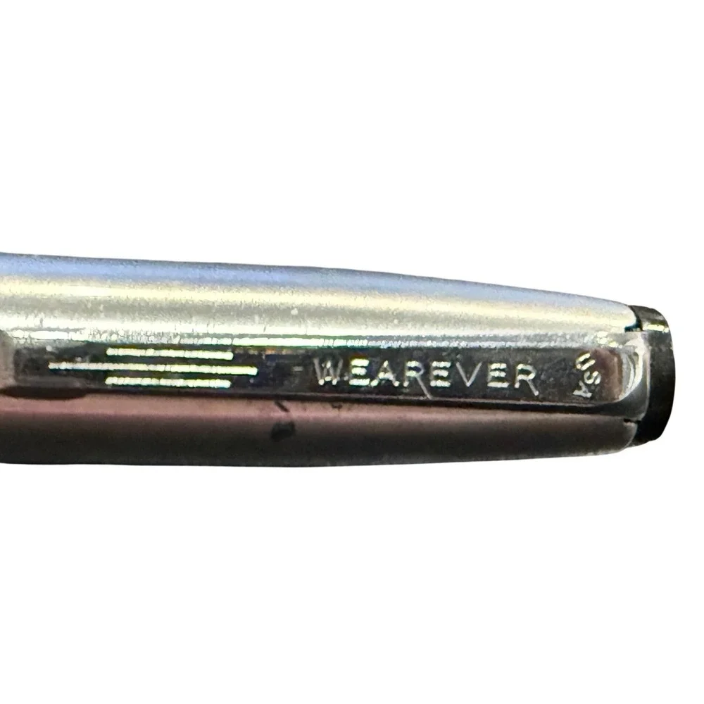 Vintage Wearever Fountain Pen Black Barrel Stainless Cap Lever Fill USA Retro